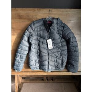 Leehanton Puffer Jacket Men S Dark Gray Fleece Lined Detachable Hooded Full Zip